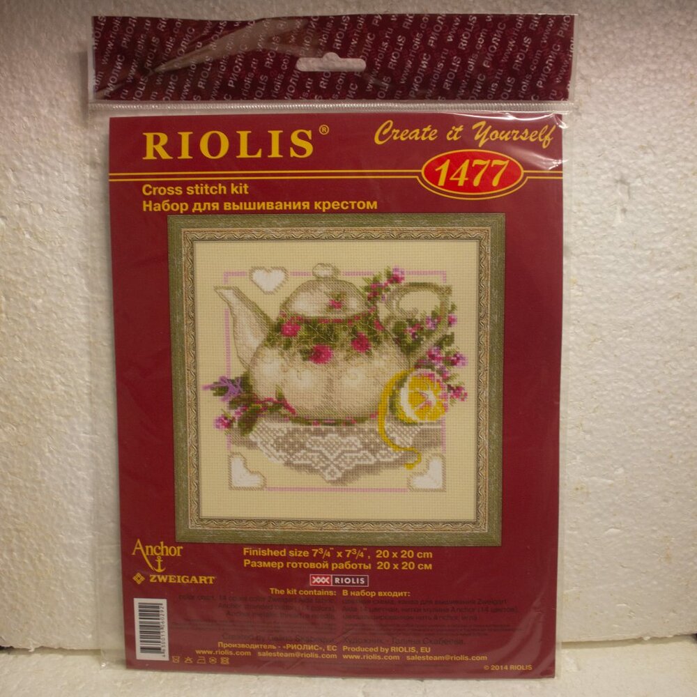 RIOLIS - Tea with Lemon 1477, Cross Stitch Kits 7,87" x 7,87" Unused New in Pack